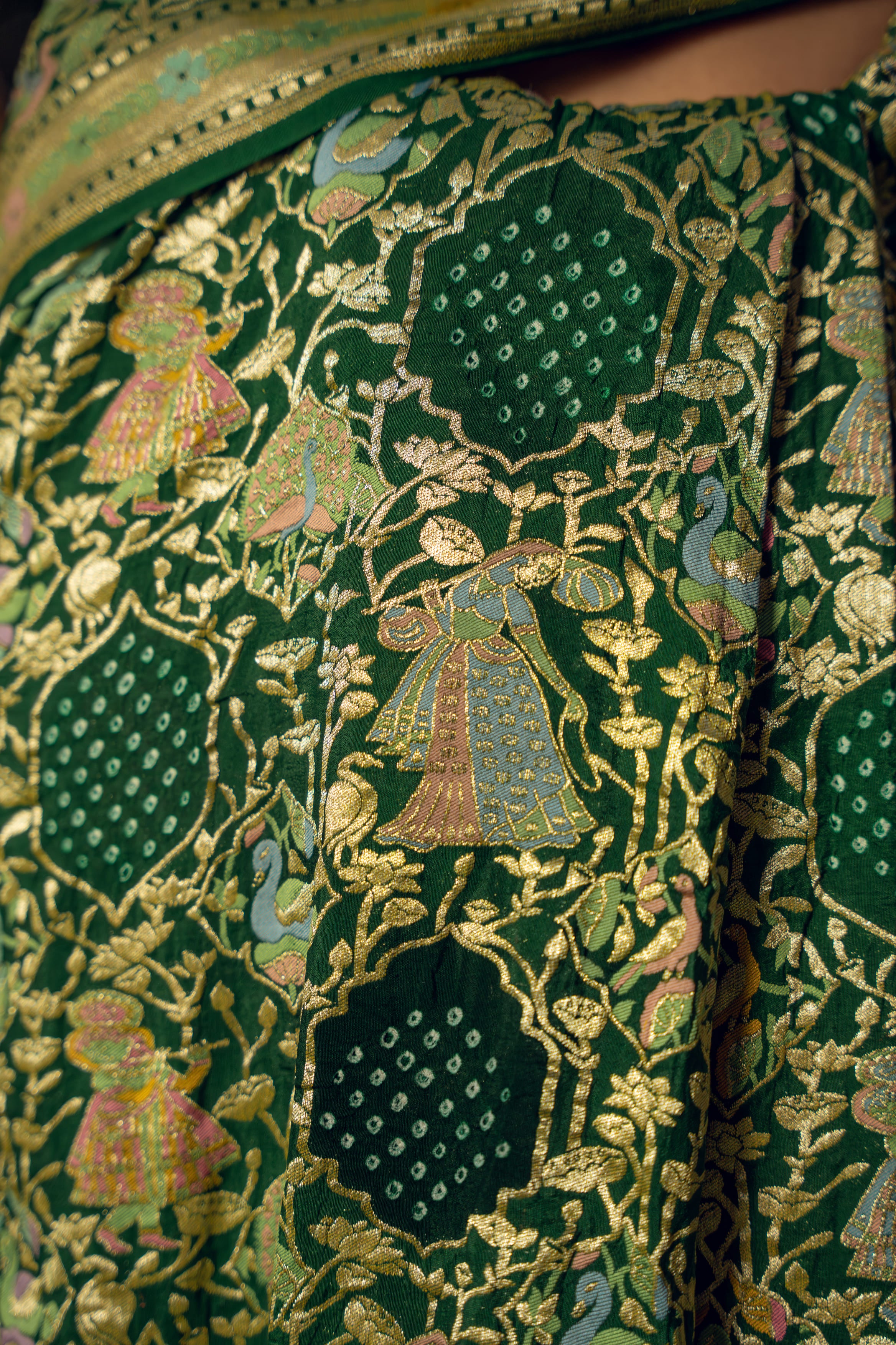 Olive Bandhani Saree