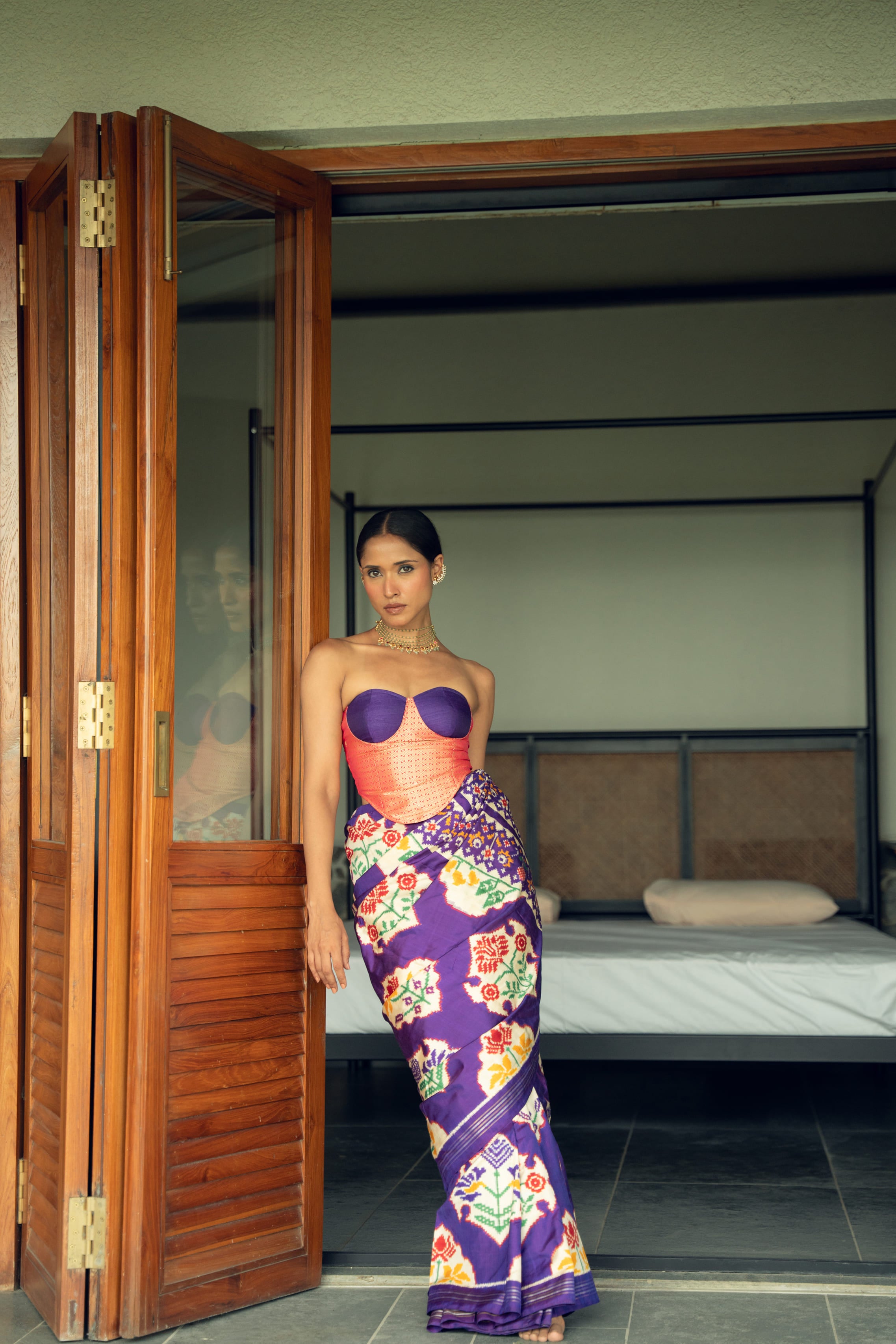 Purple Double Ikkat Saree