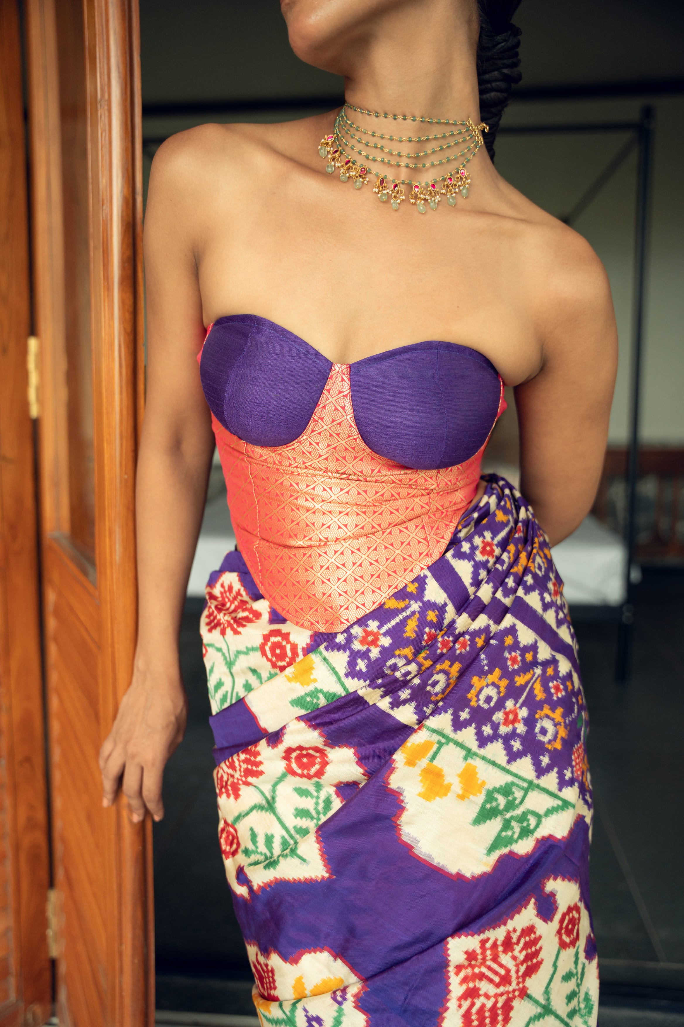 Purple Double Ikkat Saree