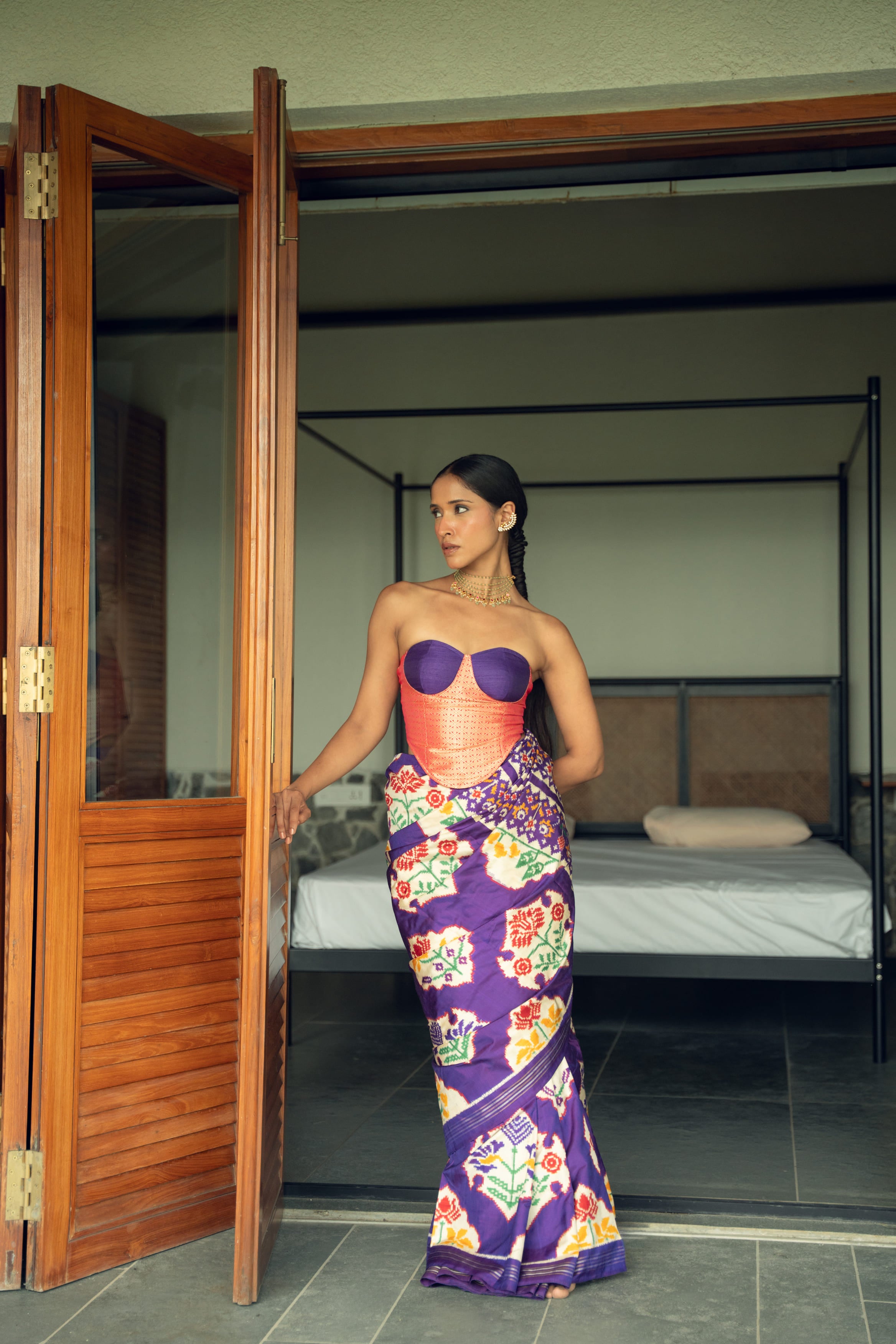 Purple Double Ikkat Saree