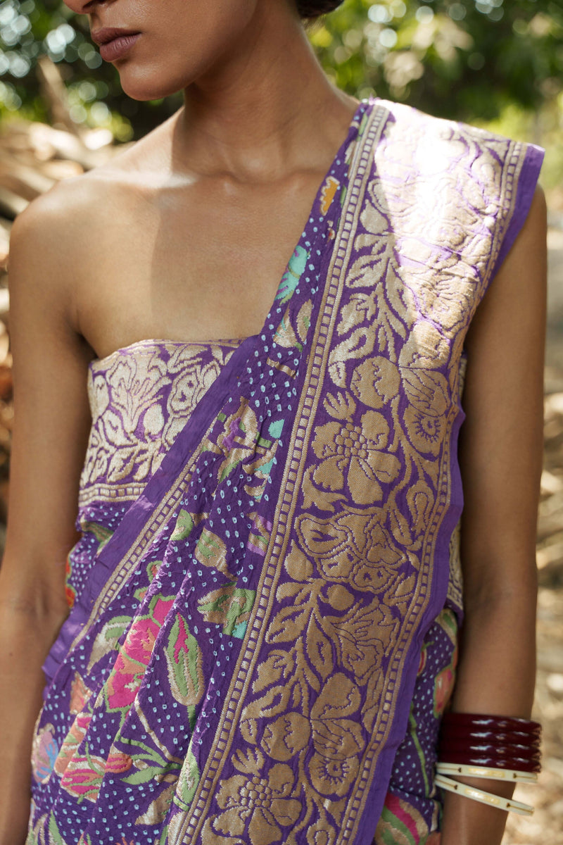 Purple Bandhani Saree