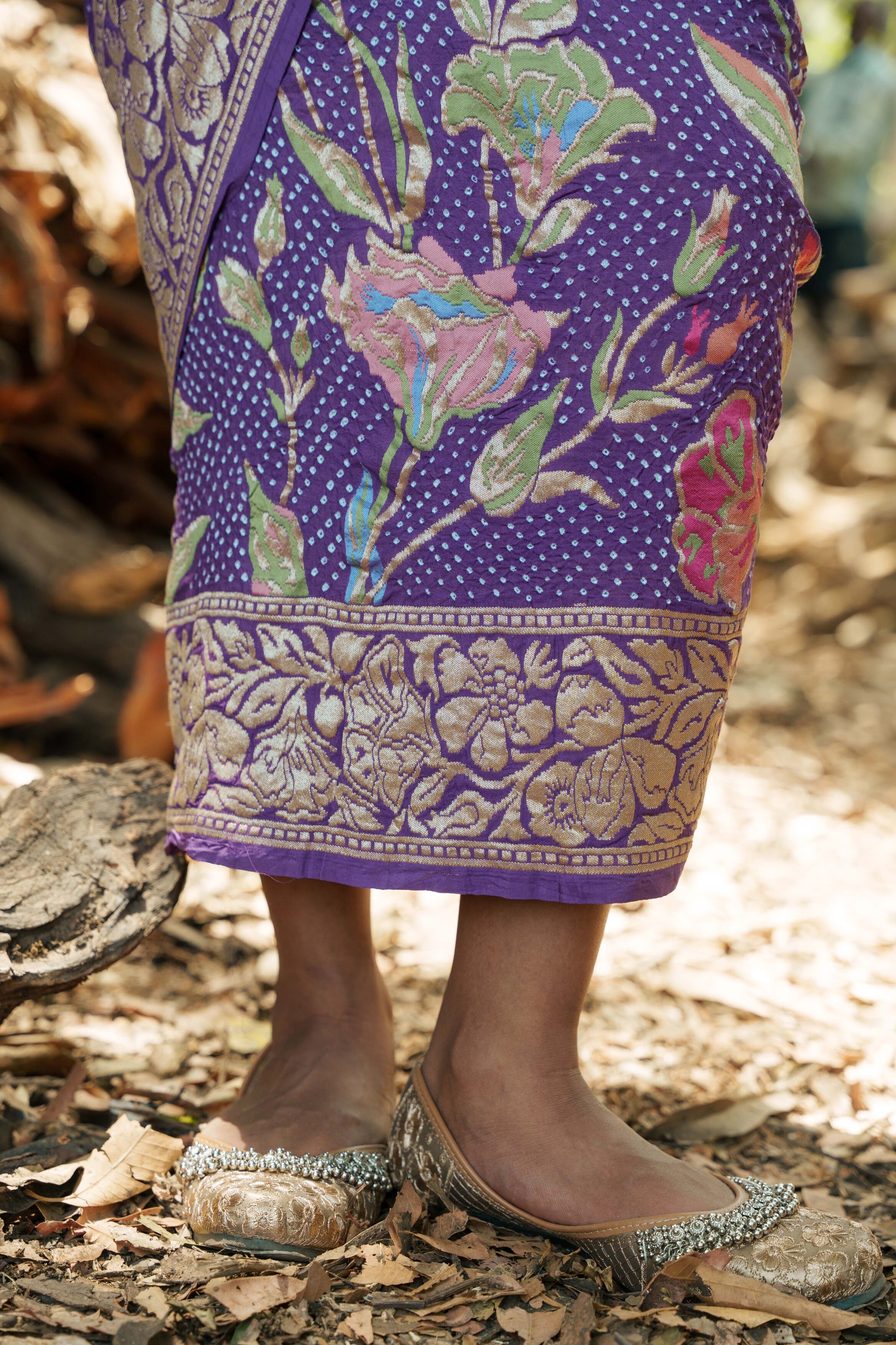 Purple Bandhani Saree