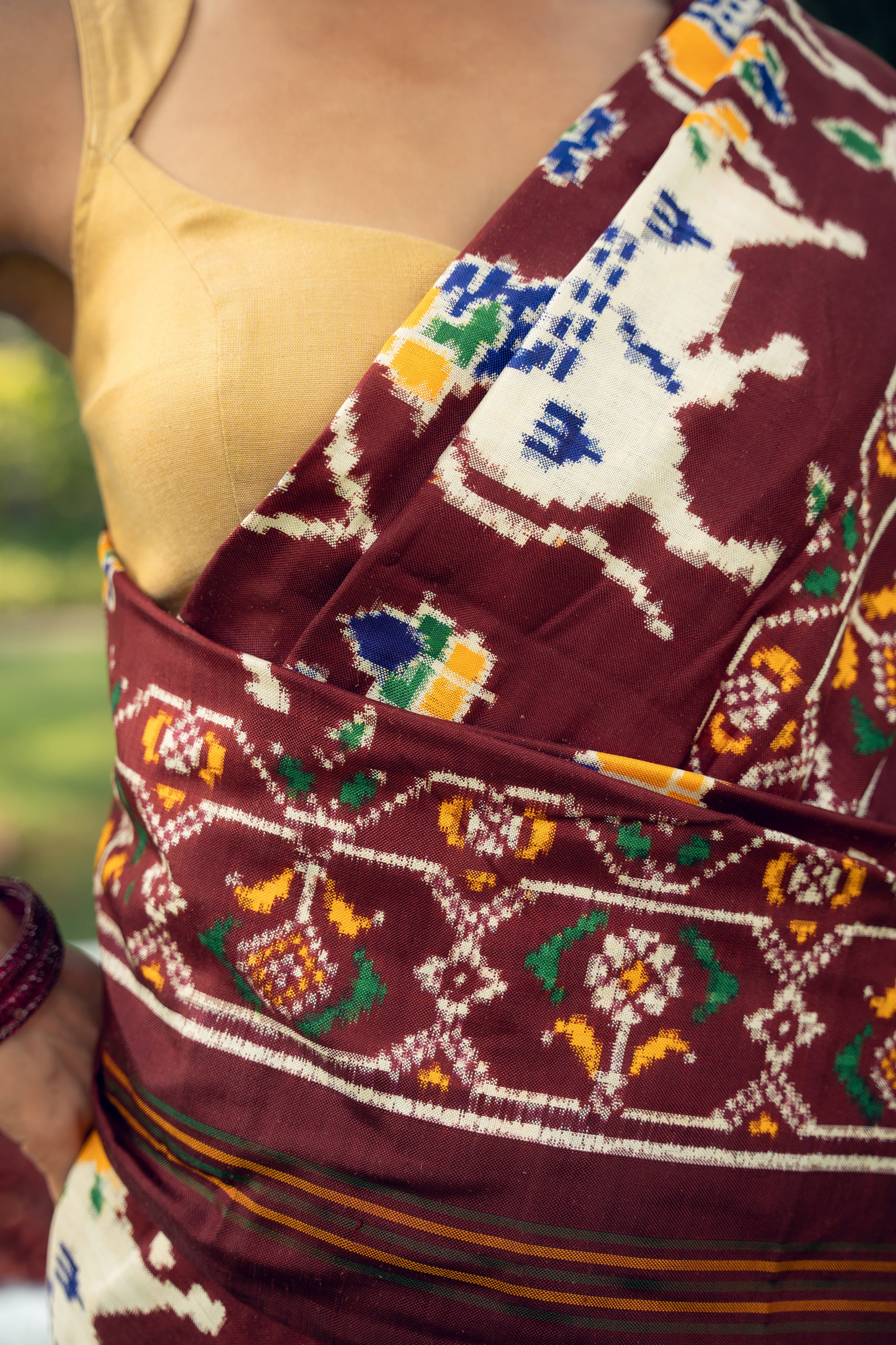 Brown Pichwaie Double Ikkat Saree