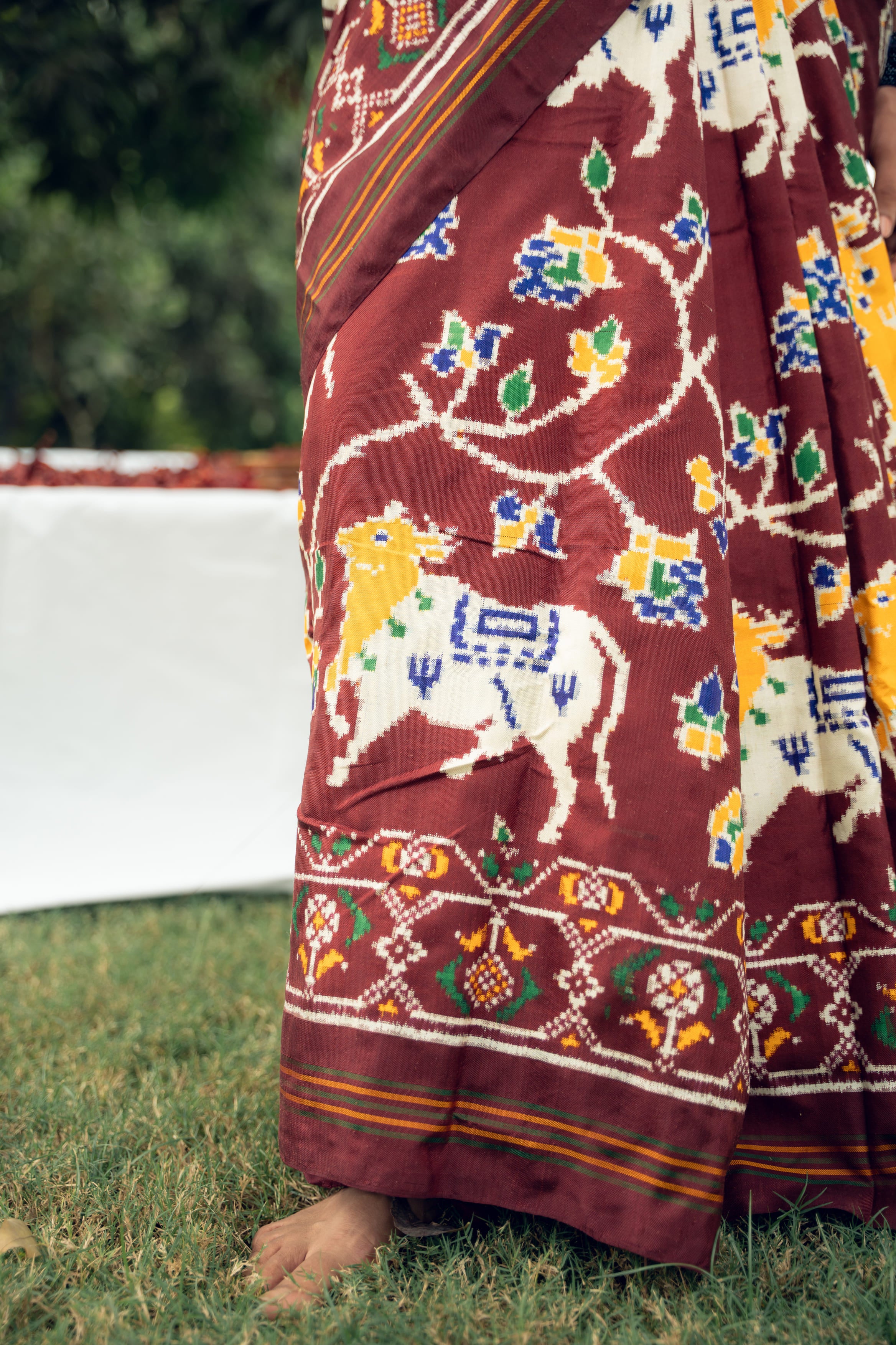 Brown Pichwaie Double Ikkat Saree